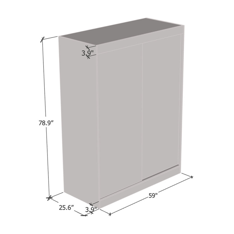 Garde-robe en wengé Aria, H 80 po x l 59 po x P 25,5 po, Brun