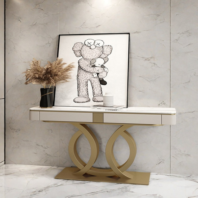 Console de luxe italienne, H 33,5 po x l 70,9 po x P 13,8 po, Doré