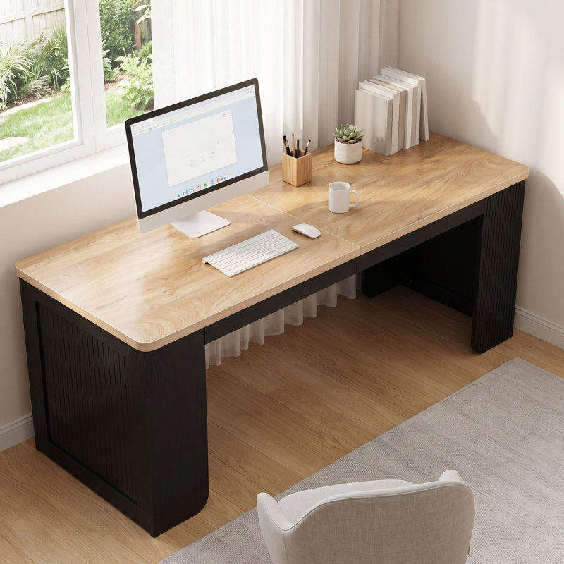 Bureau d'ordinateur bicolore de 78,74 pouces avec rangement