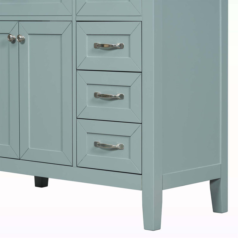Bathroom Cabinet with Sink Combo,with Drawers, Green, Chrome