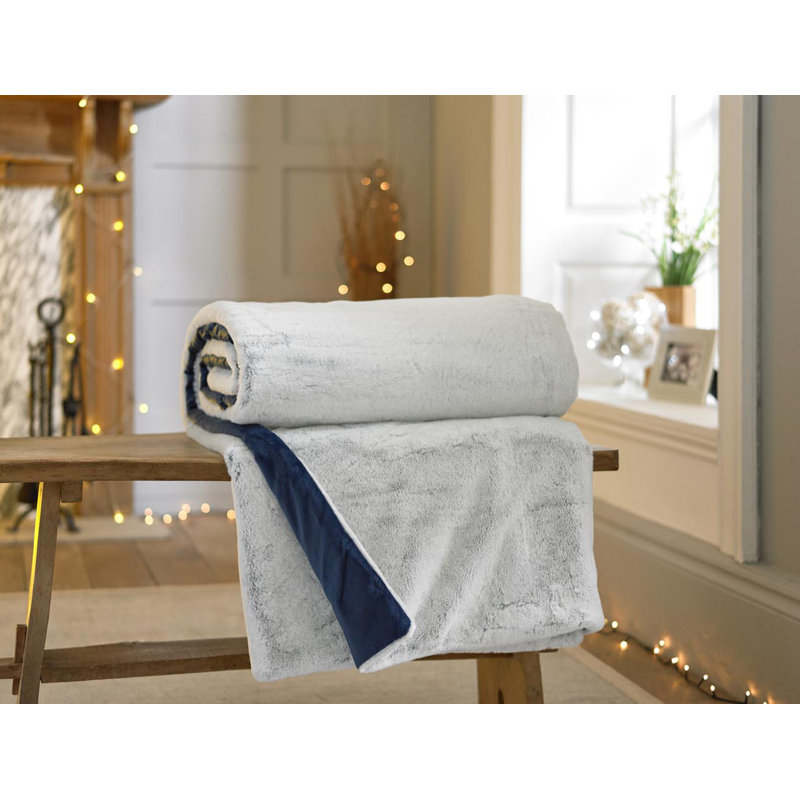 Quilted Throw Blanket, Navy