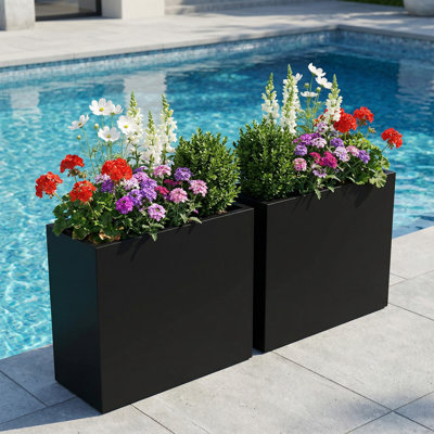 Jardinières rectangulaires en métal pour plantes d'extérieur