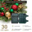 Couronne de Noël élégante de 16 pouces avec ornements rouges, verts et dorés, décoration de vacances d'hiver pré-éclairée, intérieur / extérieur