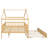 Full-Size Wooden House Bed with Twin Trundle, Solid Wood, Natural, Kids Playhouse Loft Bed-938603419-938603422