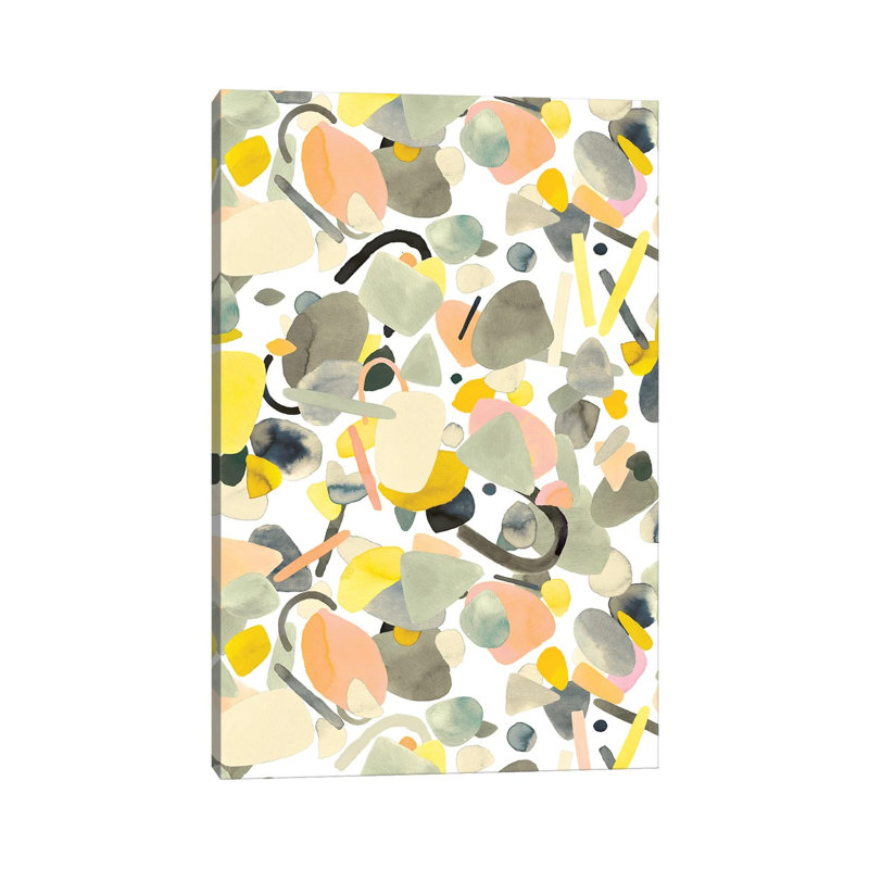 Abstract Geometric Shapes Yellow - Wrapped Canvas Painting - Wrapped Canvas Painting, 30.48cm H x 20.32cm W x 1.91cm D