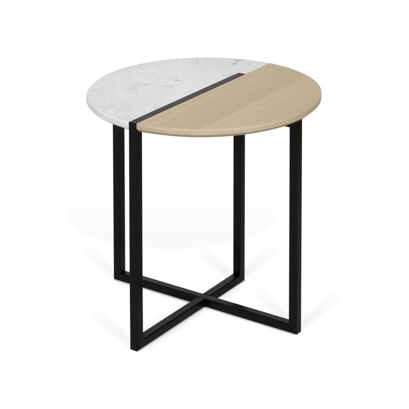 Table de bout Lewisetta, Blanc/chêne
