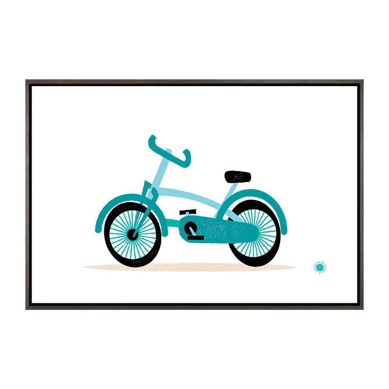 Vélo - imprimé, Pas de tapis, H 40 po x l 60 po x 1,5 po, Toile avec cadre gris