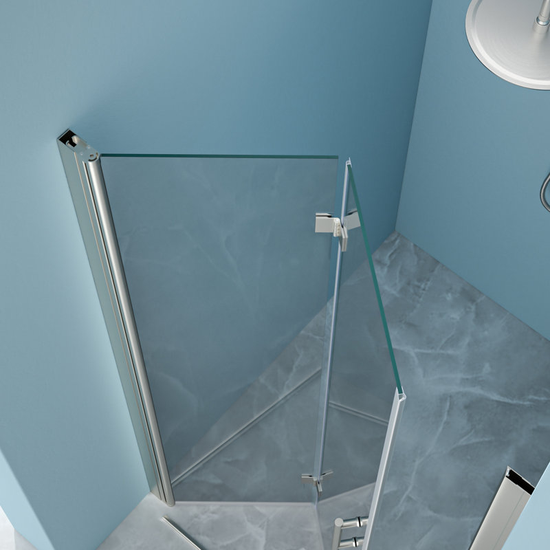 30"W X 72"H Foldable Shower Door With Tempered Glass, Brushed Nickel - Frame, Adjustable For Wall Spacing Variations Metal Water- Surface