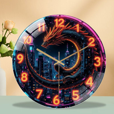 Horloge murale néon avec horloge murale 12 po