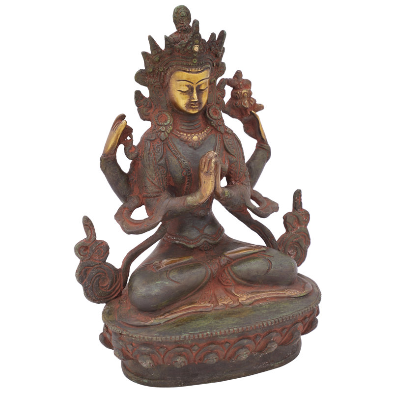 Statue de divinité tibétaine Chenrezig Shadakshari Lokeshvara