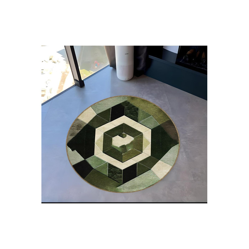 Tapis décoratif moderne à motif géométrique vert Pentagone