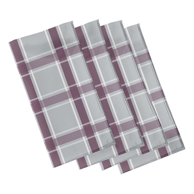 Ensemble de serviettes géométriques 4 pièces Abigail, L 18 po x L 18 po, Gris / mauve