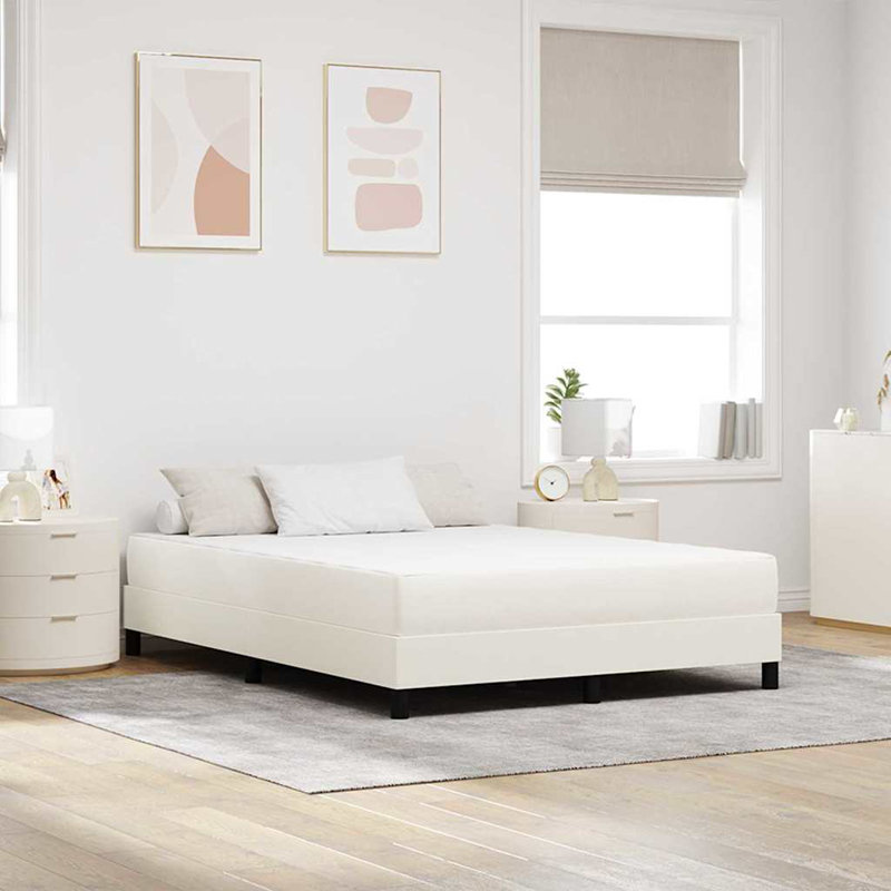 Vidaxl Bed Mattress With Mattress Cream Fabric, European Kingsize (160 x 200 cm)
