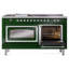 Cuisinière ILVE Nostalgie II Série 60 po à double combustible avec 7 brûleurs scellés, plaque de cuisson, table française (gaz naturel, porte vitrée)-939345244-939345233