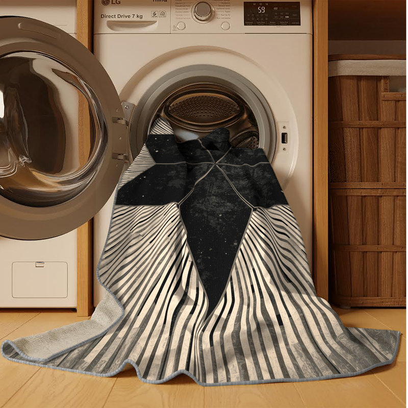 Tapis gris chic et luxueux lavable à la machine Arverne, 8 pieds carrés