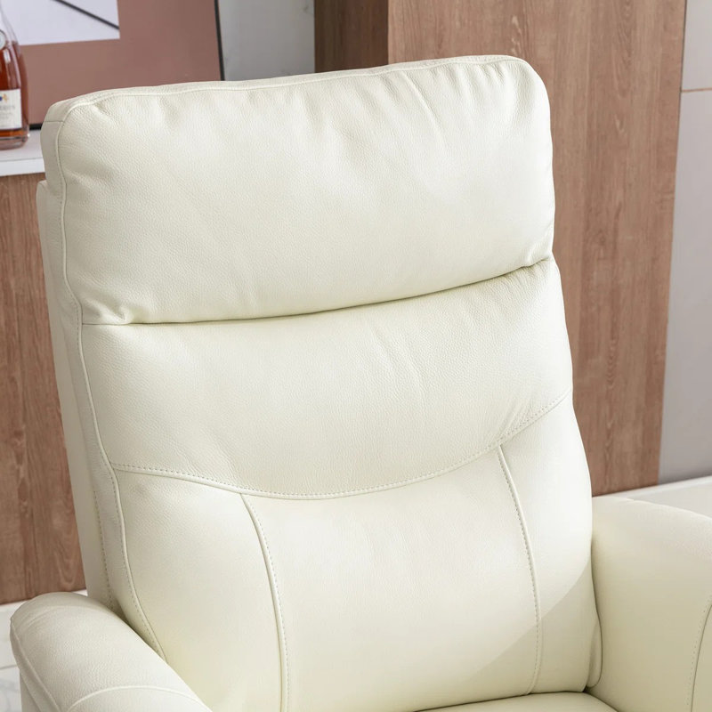 Angellie 52.4" Leather High Back Power Reclining Loveseat With USB Port (Set of 2), Ivory Genuine Leather