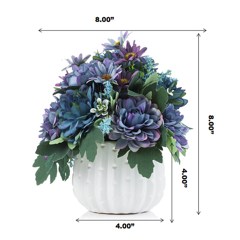 Arrangements floraux mixtes en pot, Bleu