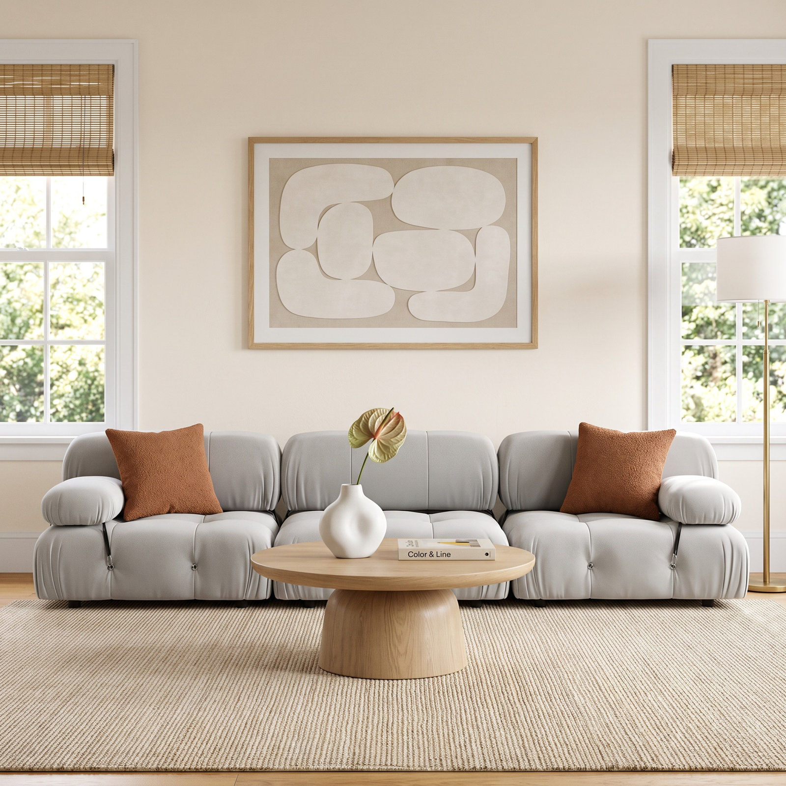 Mio 108'' Upholstered Sofa, Light Gray