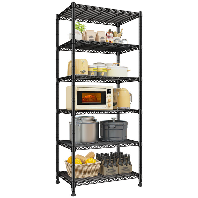 Metal Shelving Unit, 6-tier Adjustable Storage Shelves Rack, 72" H x 24" W x 18" D