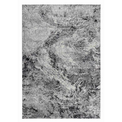 2' X 13' Grey Abstract Area Rug