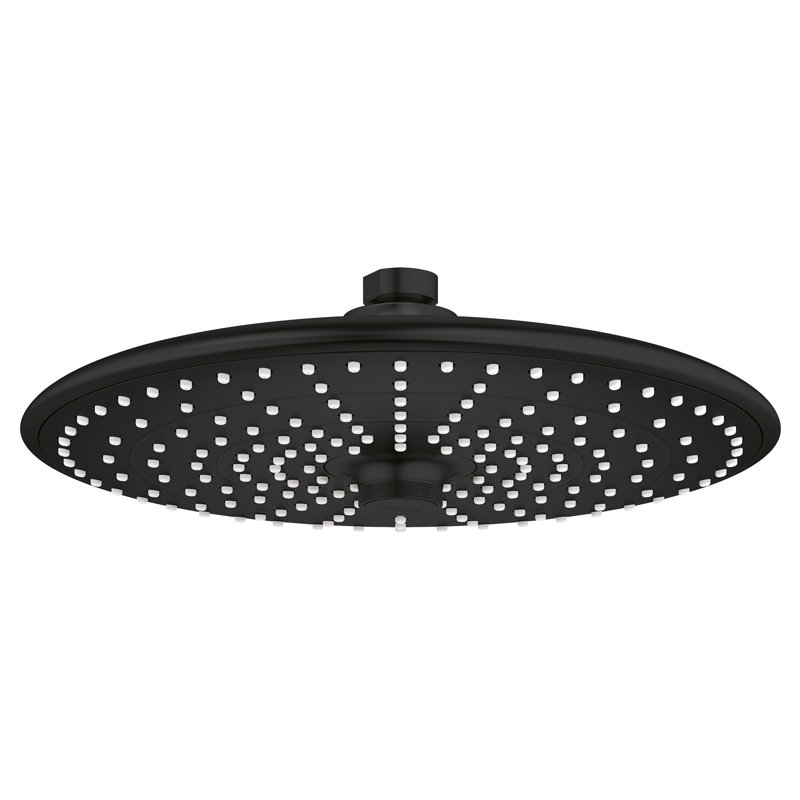 Euphoria Fixed 3-Setting Rain Shower Head Jet SmartRain Settings, Matte Black, 2.8 gpm