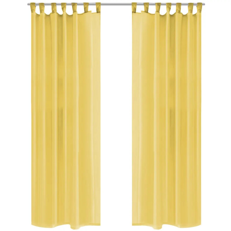 Babylon Semi Sheer Curtain Pair, Yellow, 140cm Width x 175cm Drop