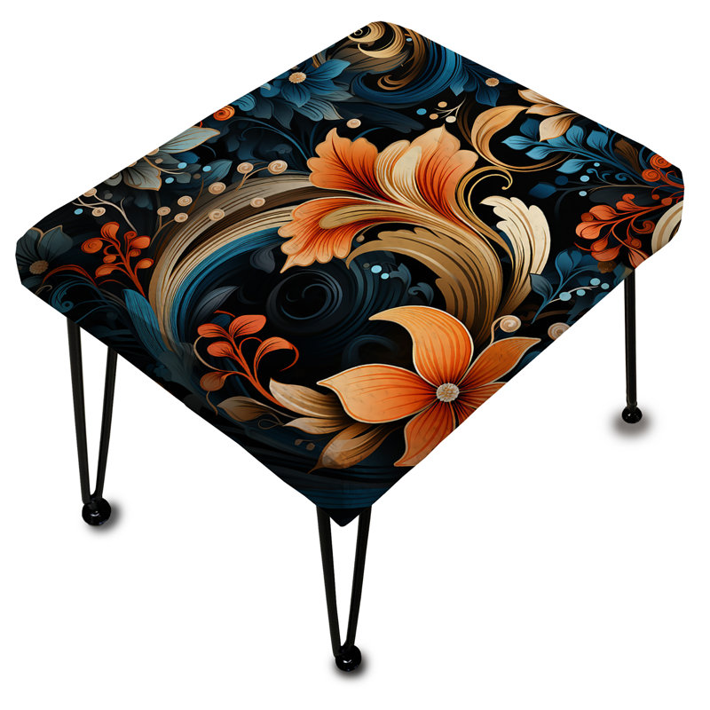 Orange Rustic Paisley Radiant Gardens - Striped Rectangle Ottoman