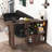 Walnut Particle Board Bar Cabinet With 6 Storage Areas And Rotating Shelf For House Counter Height Dining In Walnut, Spaces 2 Glass Doors