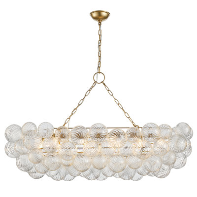 Lustre en forme de boule à bulles dorée de 50 pouces, luminaire suspendu G9 à 10 lumières avec boules de verre tourbillonnantes soufflées à la main, luminaire moderne en grappe de style Mid-Century, idéal pour les salles à manger, les salons et les îlots de cuisine