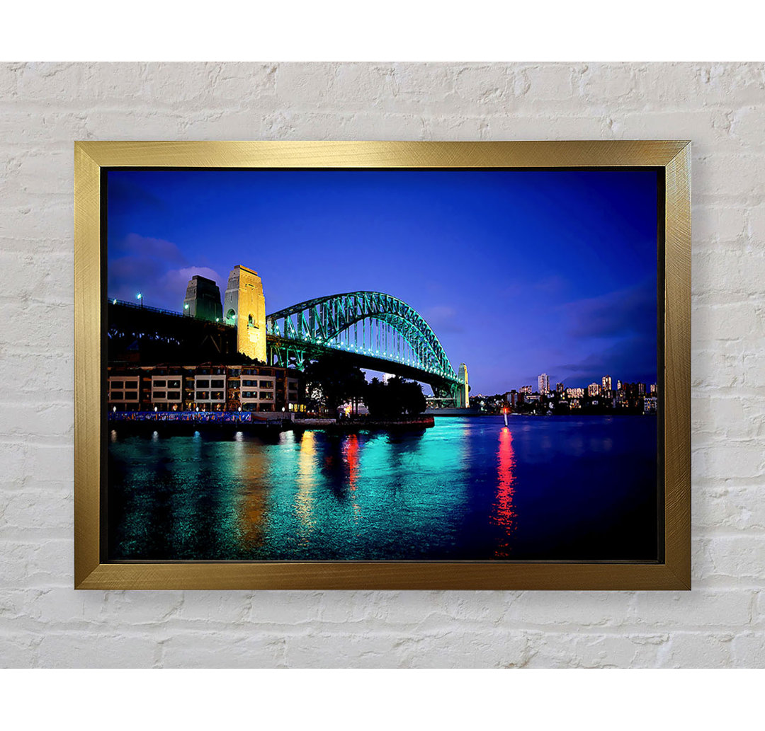 Gerahmtes Leinwandbild Sydney Harbour Bridge Blue Glow