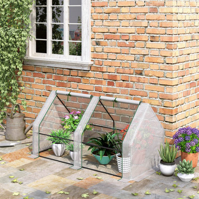 Arleon Mini Small Greenhouse Steel Frame PE Cover 180 x 90 x 90 cm White