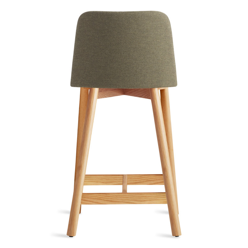 Chip Stool, White Oak, Bar Stool (31" Seat Height), Toohey Olive Plainweave