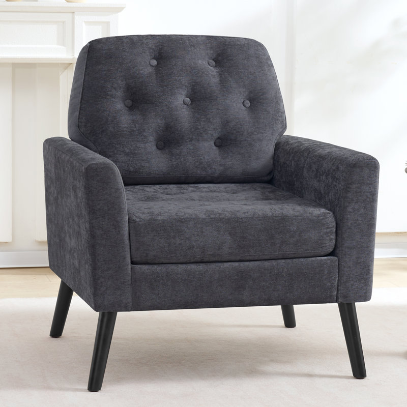Accent Chair with Button-Tufted Back, DARK GRAY