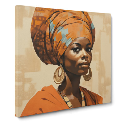 African Woman Mid-Century No.3 - Wrapped Canvas - Framed Print
