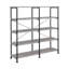 Bibliothèque ouverte avec 4 tablettes en bois flotté gris et métal noir pour support de barre de jeu à 4 tablettes