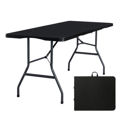Table pliante portative noire 6 pi 6 pieds, intérieur extérieur pour les fêtes dans la cour