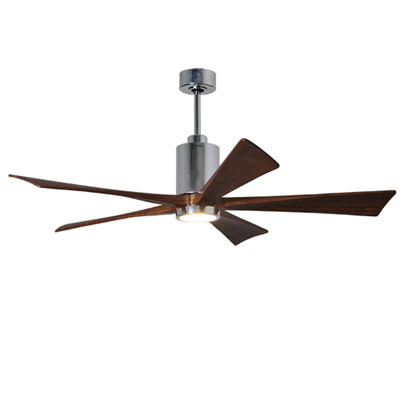 Patricia LED Downrod Ceiling Fan, Polished Chrome, Walnut Tone