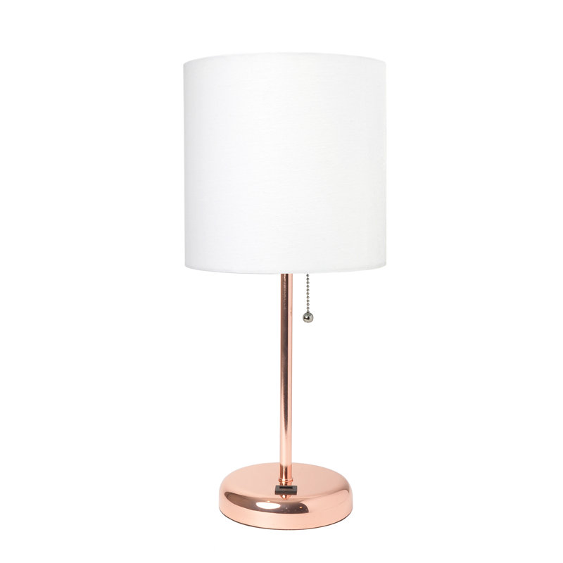 Delp Metal USB Table Lamp, Yes, White, Rose Gold