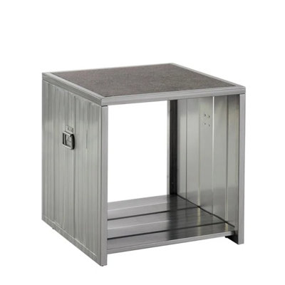 Vance 21.6 In. Hand Painted Silver And Black Square Solid Wood End Table With Metal Frame