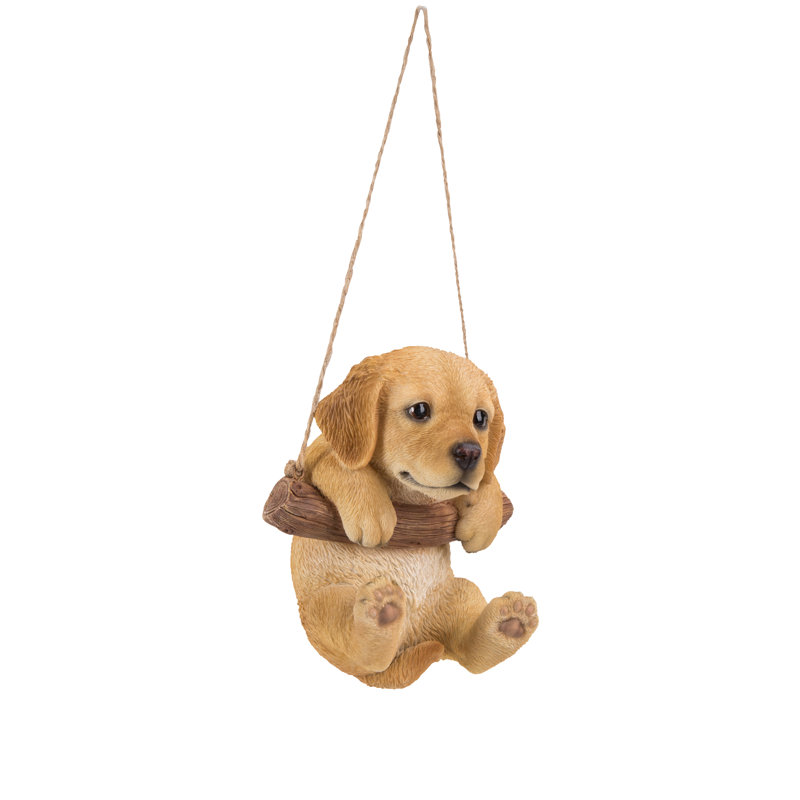 Tan Brown Hanging Golden Retriever Puppy Garden Statue