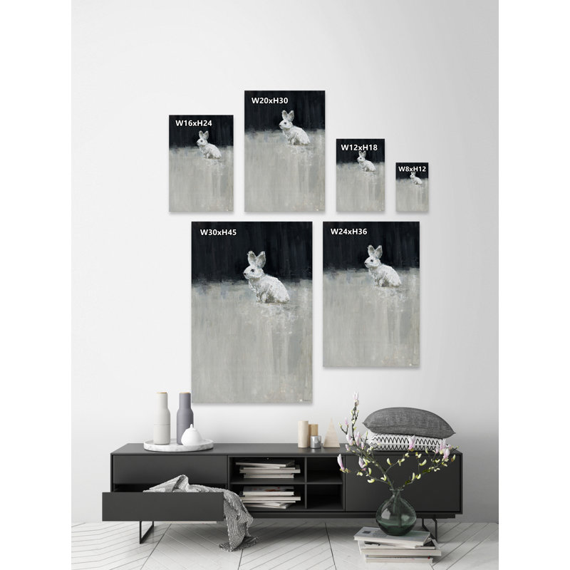 «Lonely Little Bunny», peinture sur toile tendue, H 12 po x l 8 po x P 1,5 po