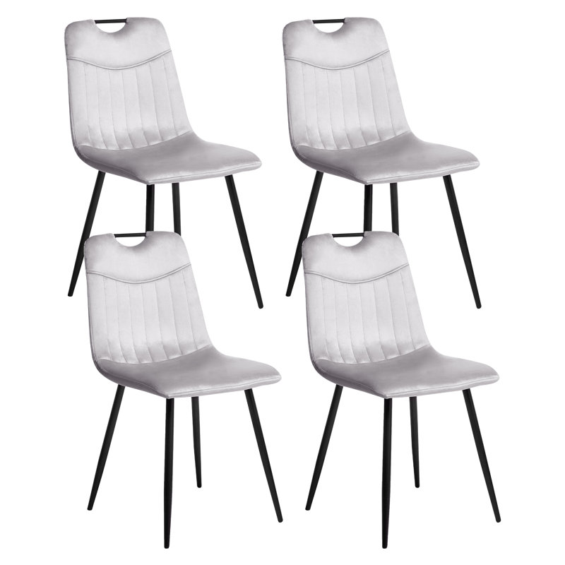 Set of 4 Dining Chairs ARGYLE Velvet, Grey