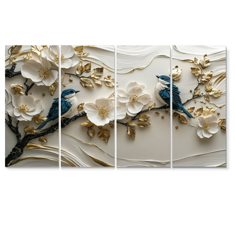 Birds Love Under A Gold White Orchid Tree Garden I - Cherry Blossom, H 32 po x l 64 po