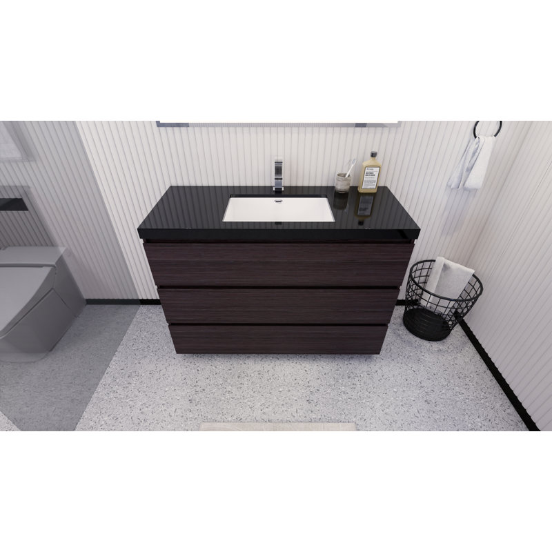 Reyes 47'' Single Bathroom Vanity Base Only, Dark Gray Oak