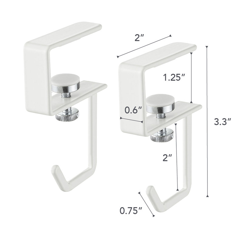White Steel Under-Shelf Multipurpose Hanging Hooks Set