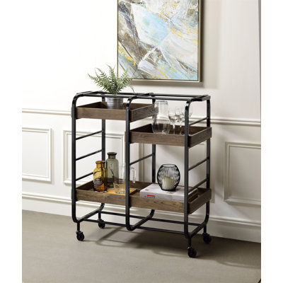 Vorrik Multi-Function Serving Cart With Removable Trays And Wheels, Perfect For Modern And Industrial Decor. by 17 Stories