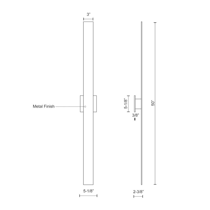 Vesta 1 - Light LED Wallchiere, Black, 36" H x 5.126" W x 2.375" D