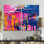 Explosions roses et bleues de couleurs - art mural abstrait