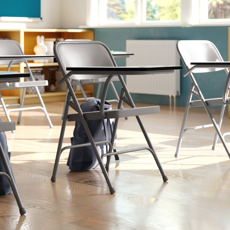 Chaise pliante en acier Mission Premium avec support pour tablette à droite