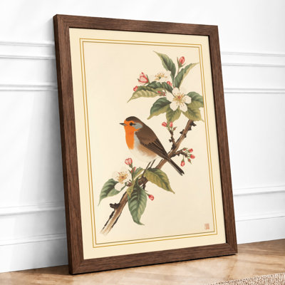 Robin on Blossom Botanical - Framed Print